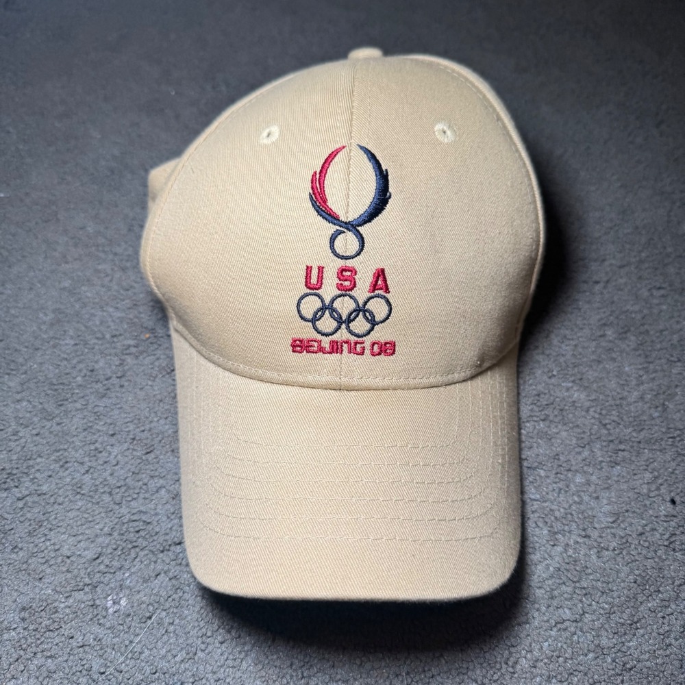 Team USA Beijing 2008 Olympics Baseball Cap Tan Cotton Adjustable Hat 08.08.08